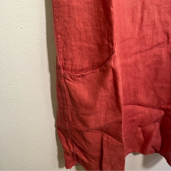 Blu Orchid Linen Shift Dress Pink Textured Floral Neckline XL - Picture 4 of 10